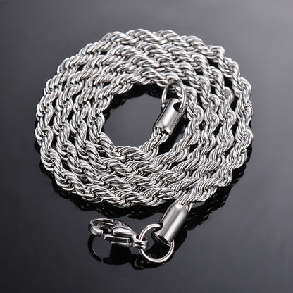 925スターリングシルバー幅2mm/3mm/4mmロープチェーンネックレス/ブレスレットメンズレディースメンズファッションチェーンネックレス1個