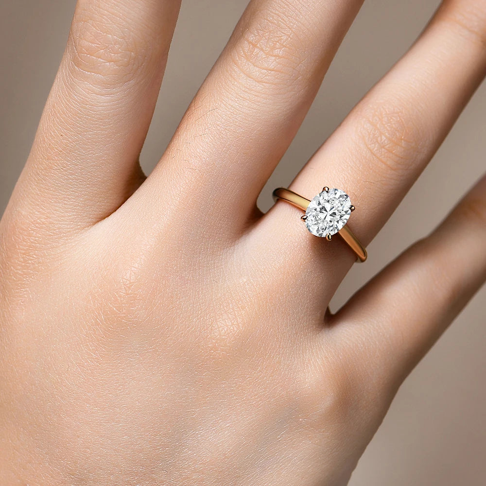 ATTAGEMS オーバルカット 9*7mm 2CT D VVS1 モアサナイトリング S925 スターリングシルバー レディース 婚約 結婚式 ジュエリー ギフト ラグジュアリー