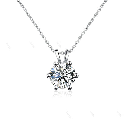 Tezzc 1CT Sparkling Luxury Moissanite Lab Diamond Pendant Necklace for Women 925 Sterling Silver High Quality Fine Jewelry