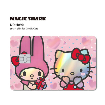 ホットセール Hello Kitty Kuromi ホログラフィックレーザー光沢フィルムスキンカバーステッカー（デビット・クレジットカード・銀行カード用）