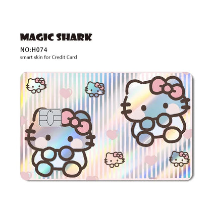 Hot Sale Hello Kitty Kuromi Holographic Laser Shinny Film Skin Cover Sticker for Debit Credit Card Bank Card