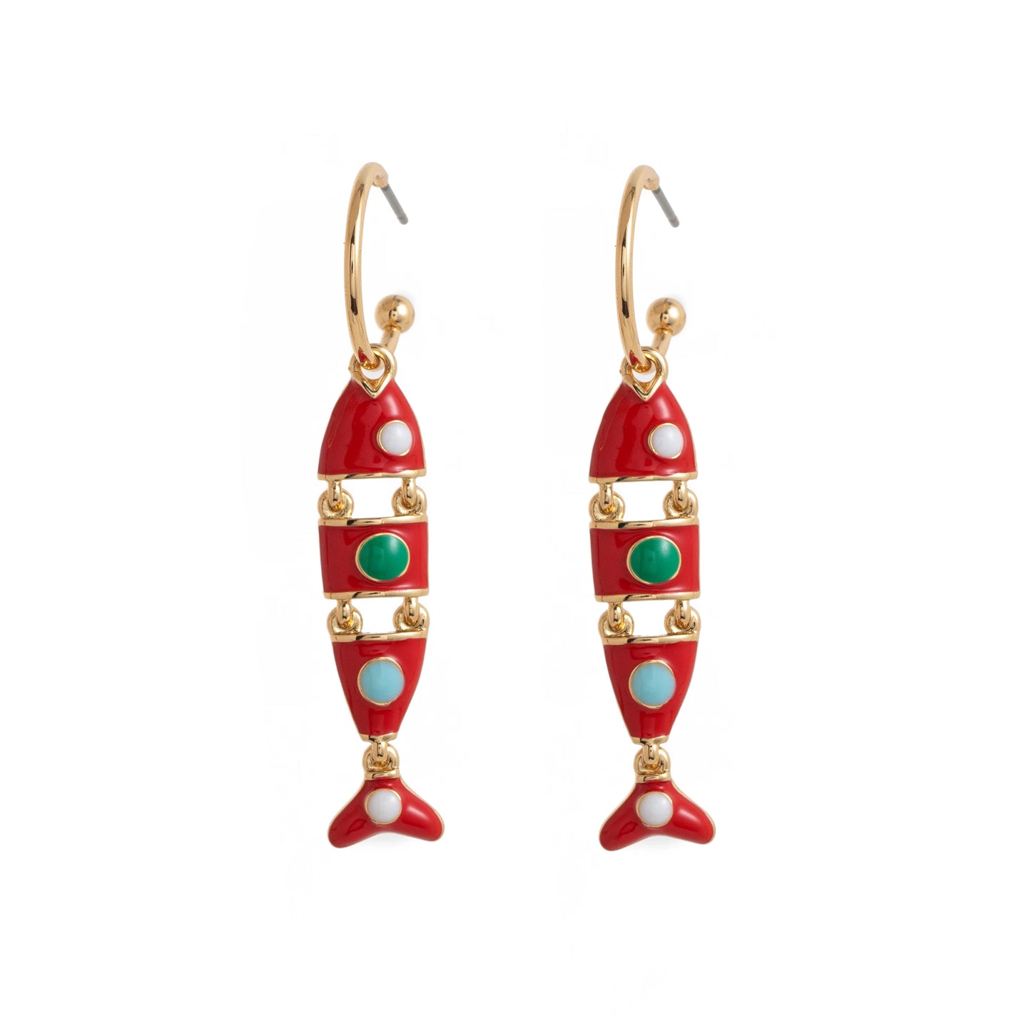 Golden fish shaped colorful oil dripping small fish earrings handmade DIY pendant accessories earrings womana