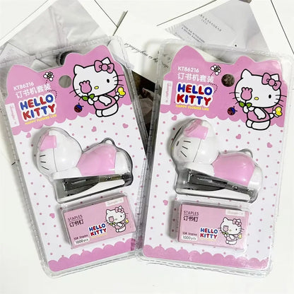 Kawaii Cartoon Anime Hello Kitty Stapler Stapler Set Student Stationery Cute Fashion Multi Functional School Office Binding Tool