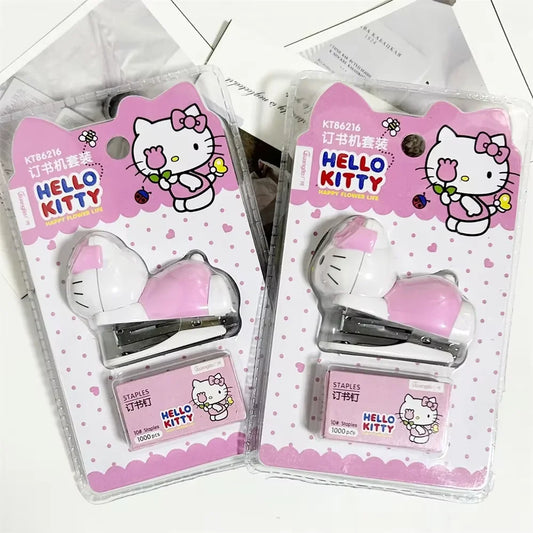 Kawaii Cartoon Anime Hello Kitty Stapler Stapler Set Student Stationery Cute Fashion Multi Functional School Office Binding Tool