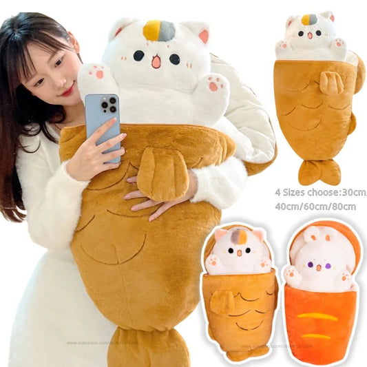 1個 40/60/80cm 日本製 たい焼き 猫 ぬいぐるみ アニメフィギュア クッションバッグに隠れた猫 フェリーバニー ニンジン 動物 ぬいぐるみ クッション クッション