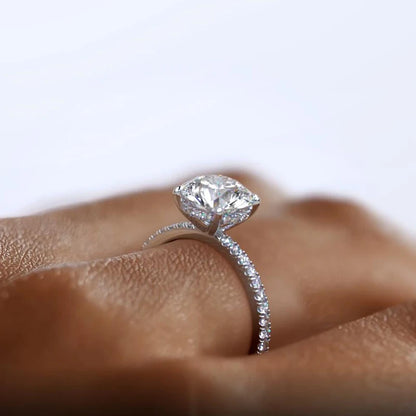 Classic 925 Sterling Sliver Engagement Wedding Promise Ring 8mm 2 Carat Round D-E Moissanite Finger Rings for Women Fine Jewelry