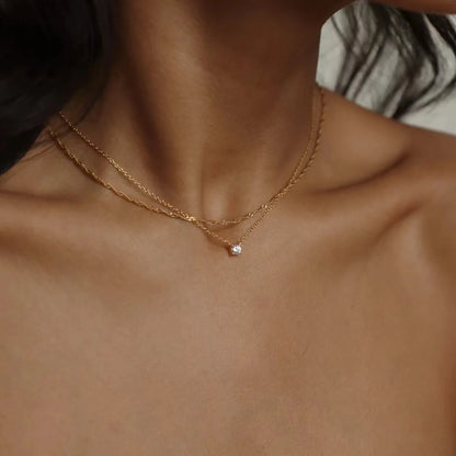 Exquisite Gold Plated Stainless Steel Thin Chain Necklace for Women Simple Style Clavicle Chain Female Jewelry