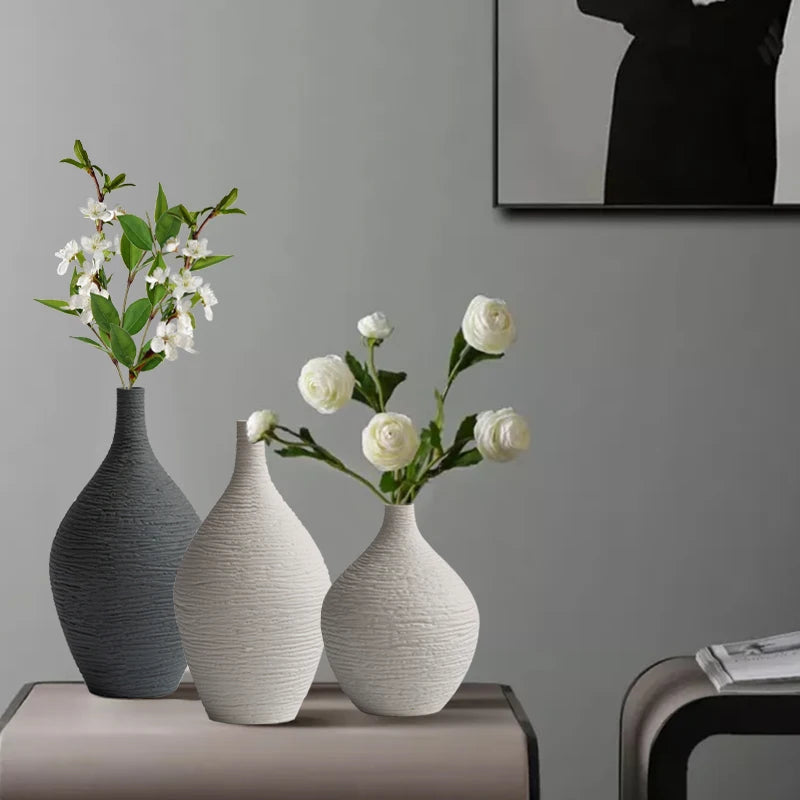 白い陶器の花瓶 家庭用装飾 北欧風 高級 細口 植木鉢 リビングルーム インテリア オフィス デスクトップ 装飾 ギフト