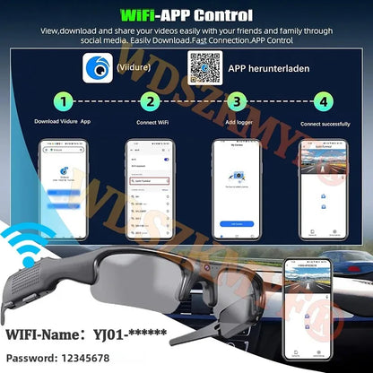 1080P HDビデオレコーダー WIFIアプリ対応 アウトドアスポーツDVカメラ、スマートグラス、広角170°カメラ、スポーツカメラ、ライディング、スキー用