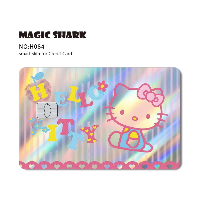 ホットセール Hello Kitty Kuromi ホログラフィックレーザー光沢フィルムスキンカバーステッカー（デビット・クレジットカード・銀行カード用）