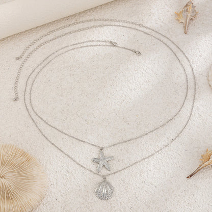 Ingemark Sexy Simple Metal Starfish Scallop Pendant Waist Belly Chain for Women Summer Beach Bikini Vacation Body Jewelry Gift
