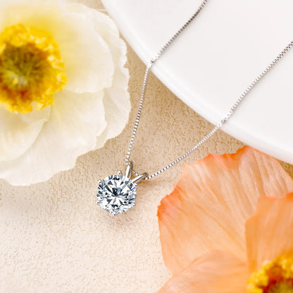 Lnngy 6.5mm 1CT Moissanite Earrings Pendant Necklace Original 925 Sterling Silver Earring For Valentine's Day Jewelry Set Gift