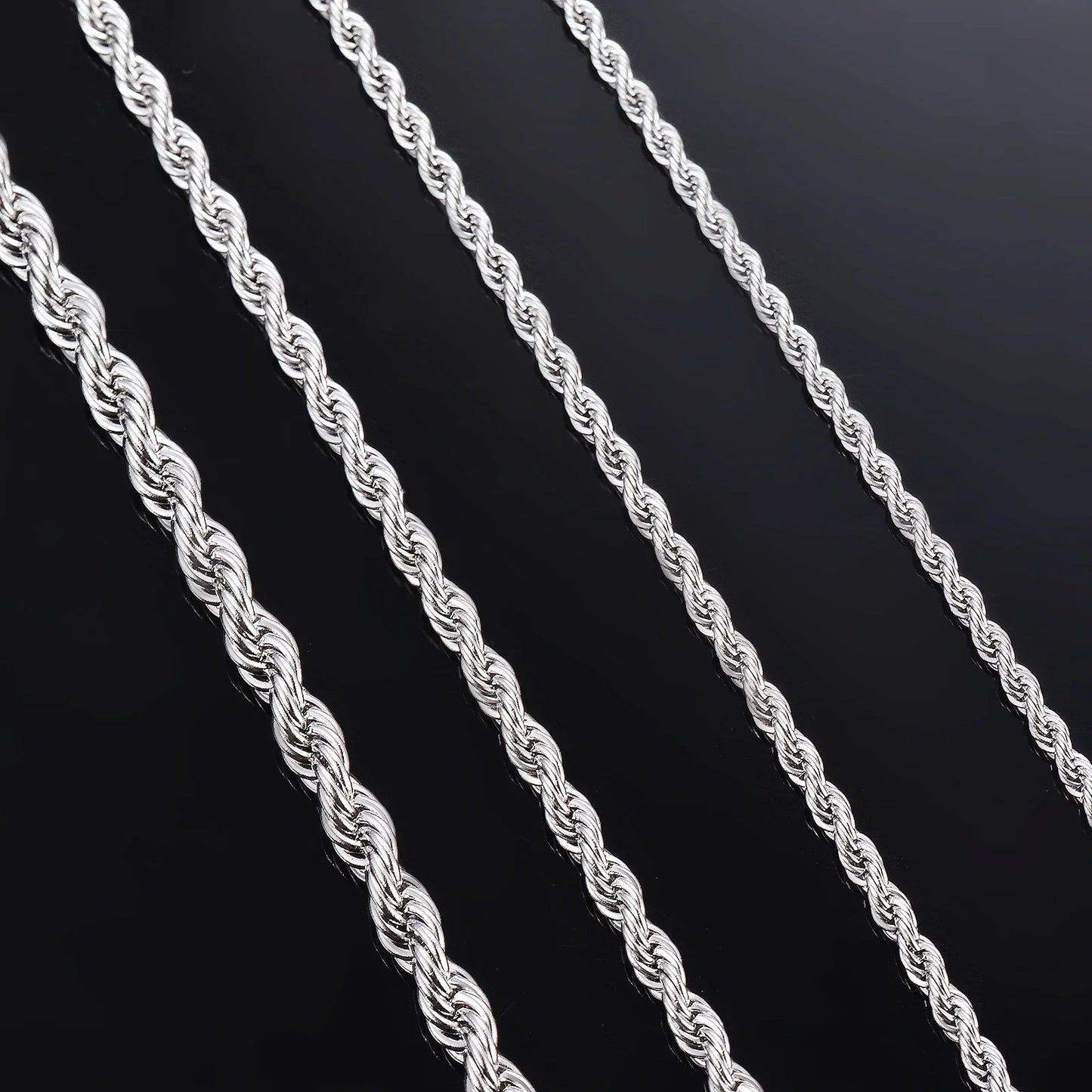 925スターリングシルバー幅2mm/3mm/4mmロープチェーンネックレス/ブレスレットメンズレディースメンズファッションチェーンネックレス1個