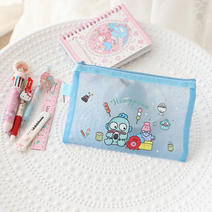 Kawaii Hello Kitty Stationery Bag Cute Cartoon Mesh Storage Bag Transparent Desktop Decoration Student Supplies Gift Wholesale