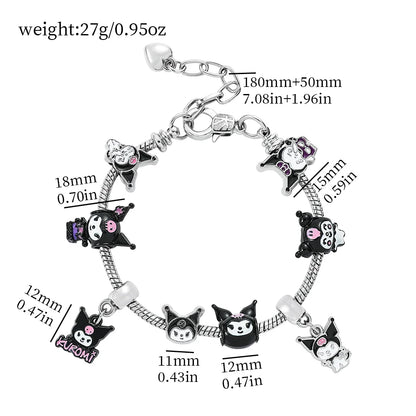 Sanrio Cute Kuromi Popular DIY String Accessory Bracelet Anime Characters Kuromi Kawaii String Bracelet for Best Girlfriend Gift