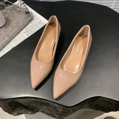Flats Women's Shoes Yellow Net Brown Sugar Fruit Color Flat Shoes Shallow Pointed Flat Heels Women's Shoes Large Size