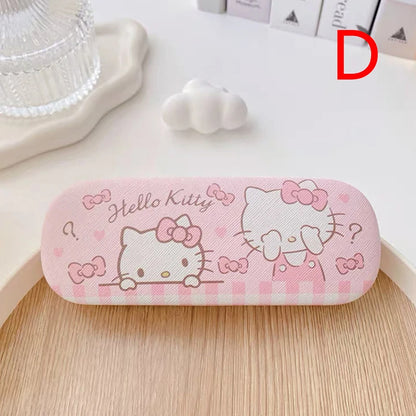 Cartoon Stitch Hello Kitty Glasses Case Children Students Anti Drop Glasses Storage Box Princess Series Pattern Protective Case