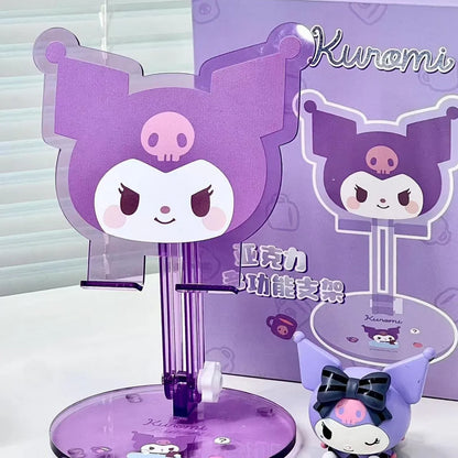かわいいMy Melody Kuromiスマホスタンド 調節可能なデスクトップホルダー iPhone iPad タブレット用 寝室 観賞用 ホームオフィス Kawaii アニメ