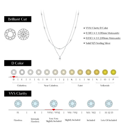 MODIAN 925 Sterling Silver Elegant Moissanite Double Layer Pendant Necklace Charming Choker Necklace Fine Jewelry For Women