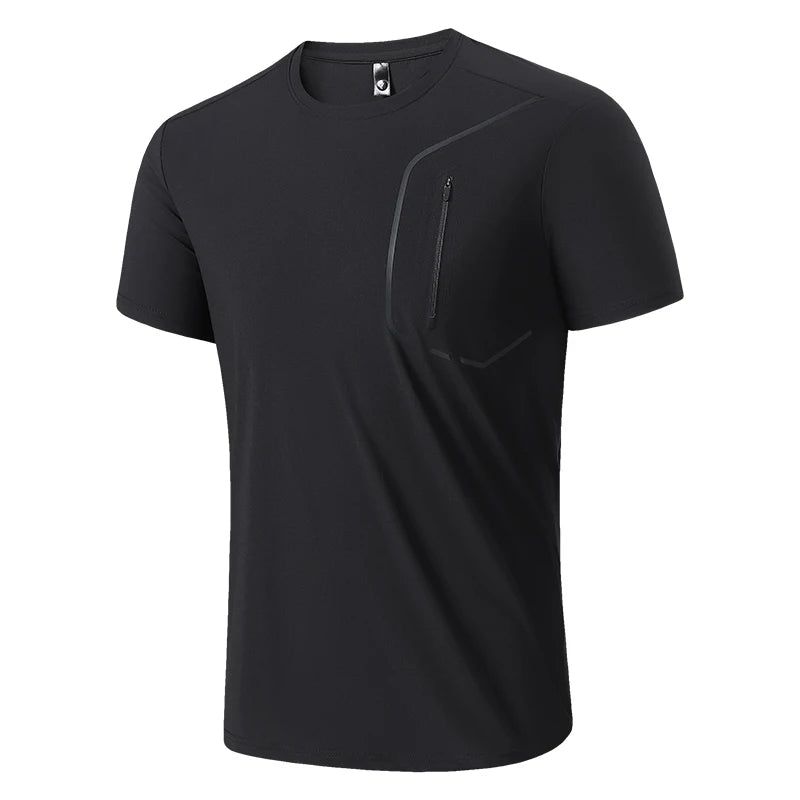76% Nylon Quick Dry Sport Fashion T Shirt Men'S 2025 Short Sleeves Summer Casual Black OverSize Top Tees GYM Tshirt Clothes