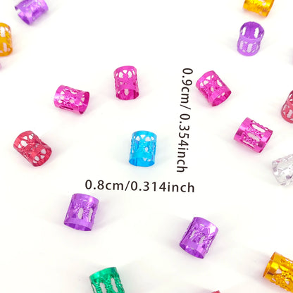 100Pcs multicolour Hair Jewelry for Braids Dreadlocks Beads Hair Rings Hair Clips Adjustable Metal Cuffs for Hair Accessories