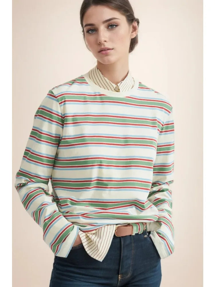Hirsionsan Polo Neck T Shirt Women Soft Chic Tees 95% Cotton Jumper Clothes Loose Casual Pullover 2025 Summer New Crop Tops