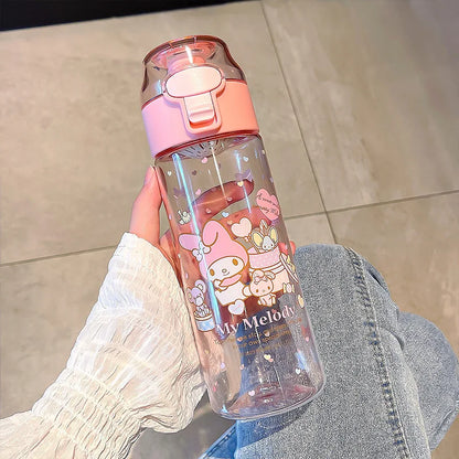 550ml Sanrio Plastic Water Bottle Cute Cinnamoroll Kuromi Water Cup Girls Plastic Drink Bottle Portable Outdoor Sports Cups