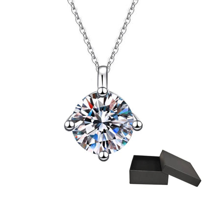 Smyoue 1ct VVS Moissanite Necklace for Women Simulated Lab Diamond Pendant Gift 100% Sterling Silver Wedding Jewelry Four-claw