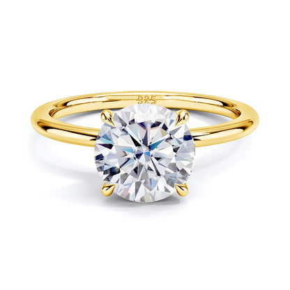 Kirin Palace 3CT 2CT 1CT Moissanite Ring for Women Yellow/White Gold 9mm Round Cut D/VVS1 Solitaire Ring for Engagement Wedding