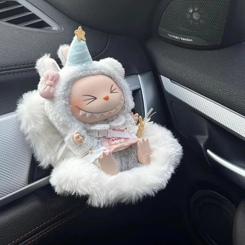 Labubu Car Safety Seat For 15-17cm Mini Plush Idol Doll Air Outlet Aromatherapy Car Ornament Gifts Car Interior Decoration