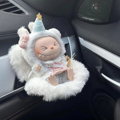 Labubu Car Safety Seat For 15-17cm Mini Plush Idol Doll Air Outlet Aromatherapy Car Ornament Gifts Car Interior Decoration