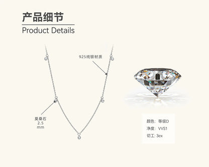 Full Moissanite Flower Necklace Clavicle Chain Adjustable 925 Silver Plated 18k Gold Women's Choker Jewelry Valentine Gift