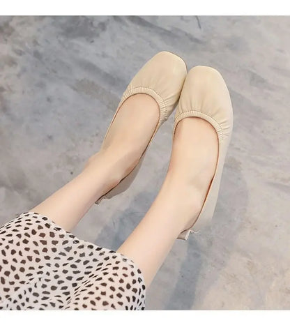 Women's Flats – 2025 Autumn New Trendy Retro Fashion Low-Heel Casual Commuting Leather Loafers (Driving Shoes for Petite Women)