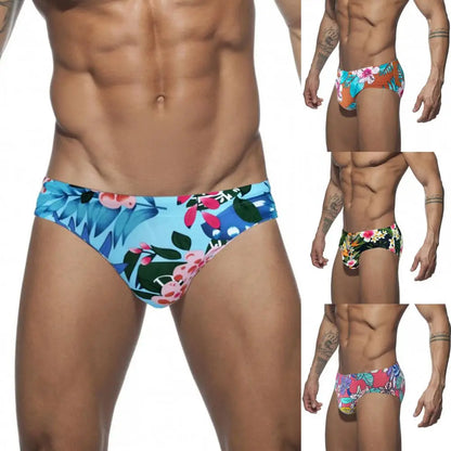 Sexy Floral Print Swimwear Men Beach Shorts Board Surfing Shorts Swimming Trunks Push Up Pad Men Swimsuits Sunga Bathing Suits
