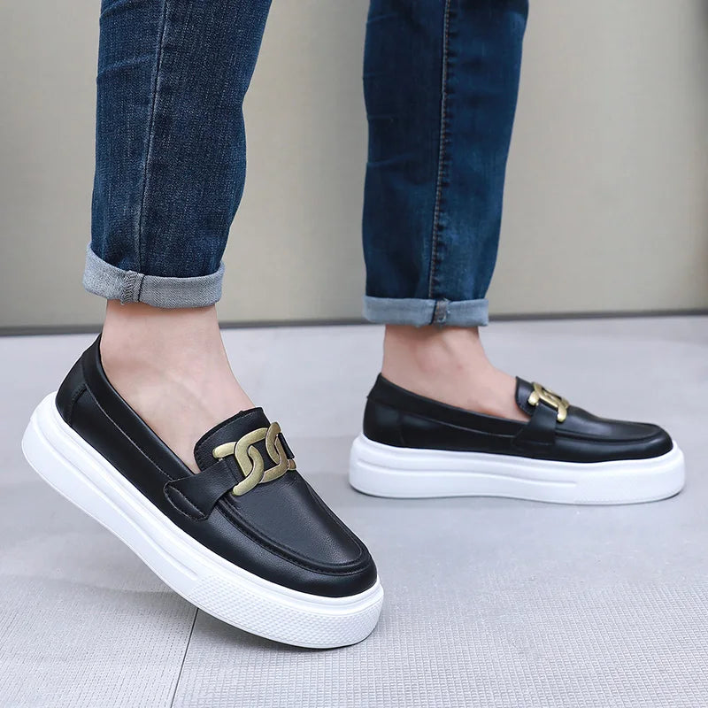 Black Loafers Shoes For Men Luxury Slip-on Shoes Men Unisex Breathable Casual Leather Shoes Man Driving Shoes Zapatos Hombre