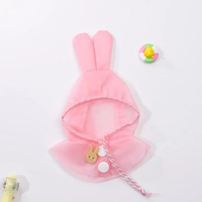 17cm Labubu v1/v2/v3用 夏のドール服 うさぎ耳レインコート Labubu衣装 DIY Labubu服 ギフト