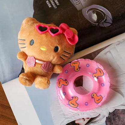 かわいい Sanrio Hello Kitty スイミングサークル ぬいぐるみ おもちゃ カートゥーン Kt キャット ハワイアンスタイル バックパック飾り 女の子向けギフト
