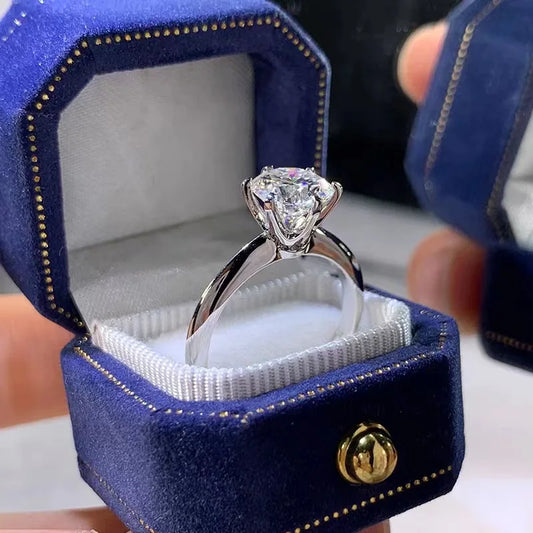 ソリティアリング 本物 925スターリングシルバー 1ct モアサナイト cz 婚約 結婚指輪 レディース ブライダル ステートメント パーティージュエリー