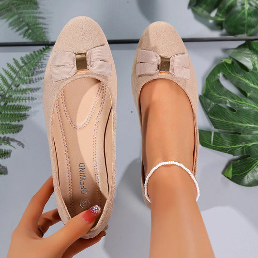 Women's ballet flats - beige, shallow mouth with woven decorative upper, comfortable, suitable for daily casual wear, princess-s