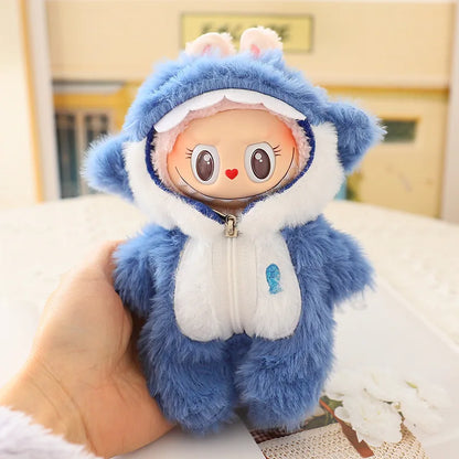 Labubuドール服 かわいいカートゥーンジャンプスーツ Labubu Idol V1 V2ドール用 15/17cmぬいぐるみドールユニバーサルアクセサリー