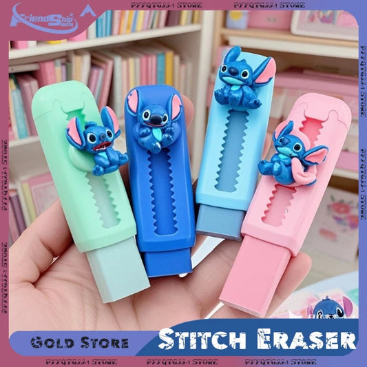 Stitch Push Pull Eraser Cartoon Resin Correction Erasers Writing Pencil Clean Up Students Stationery Office School Supplies