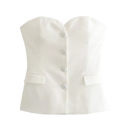HXAO Tube Top Women 2024 Off shoulder Backless Top Vest Corset top White Black Sleeveless Tops Tank Crop top mujer