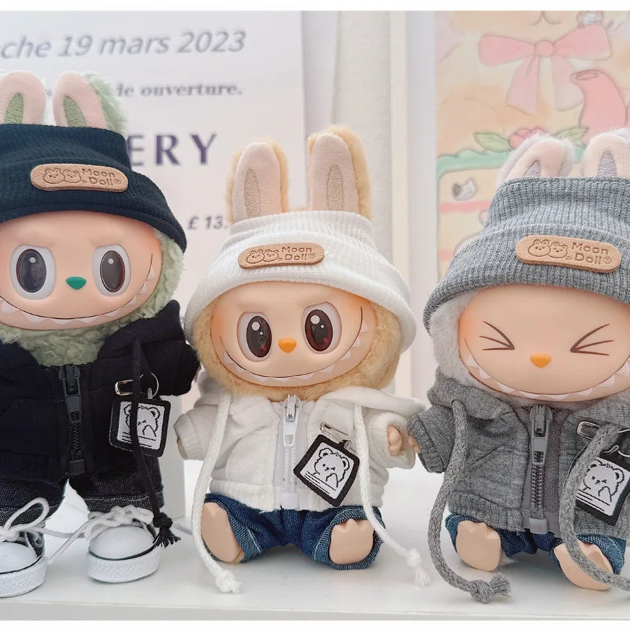 17cm Labubuベア カジュアルジャケット ドール服 - Pullip、Blythe、OB11、BJD用かわいいぬいぐるみアウター、カワイイテディコート