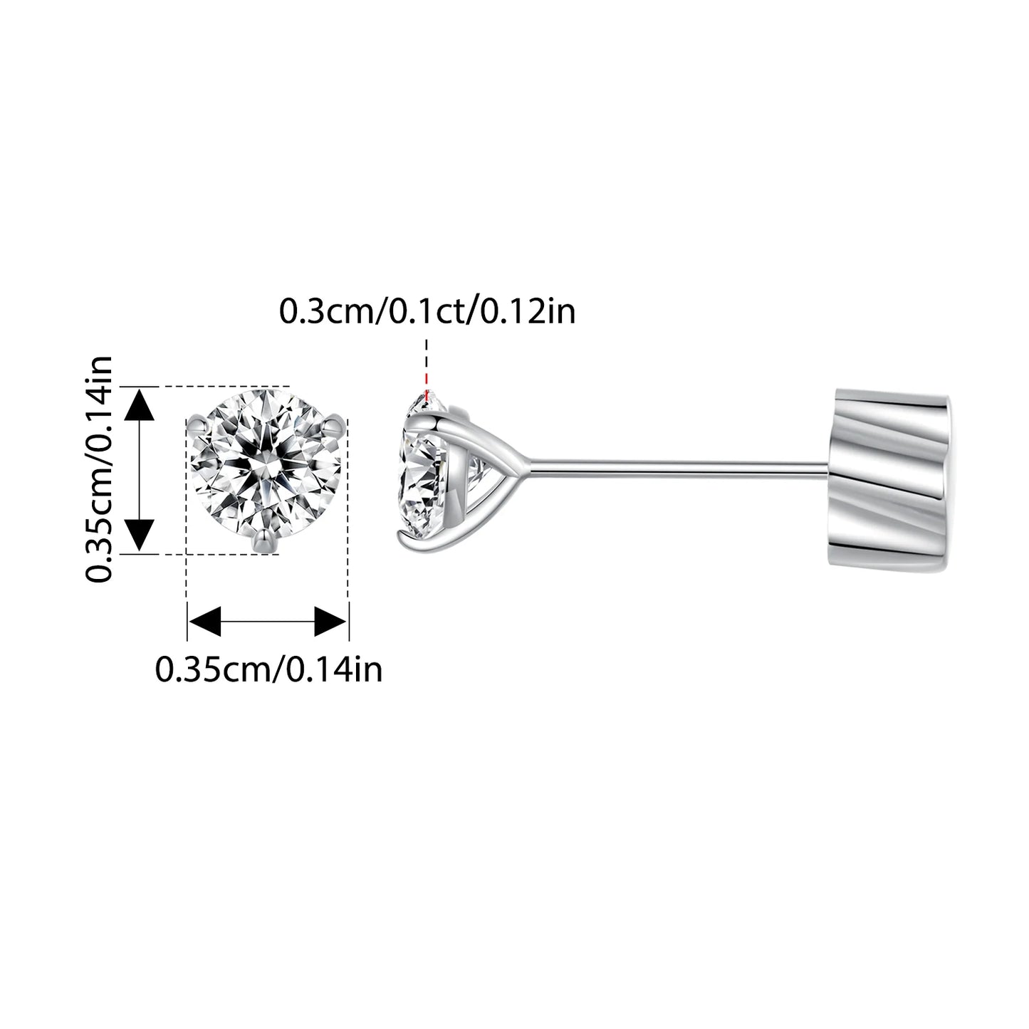 Bamoer U 1CT Moissanite Stud Earrings Round Cut Lab Diamond Platinum Plated Earrings for Women Wedding Minimalist Gift S925