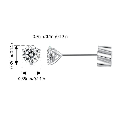 Bamoer U 1CT Moissanite Stud Earrings Round Cut Lab Diamond Platinum Plated Earrings for Women Wedding Minimalist Gift S925