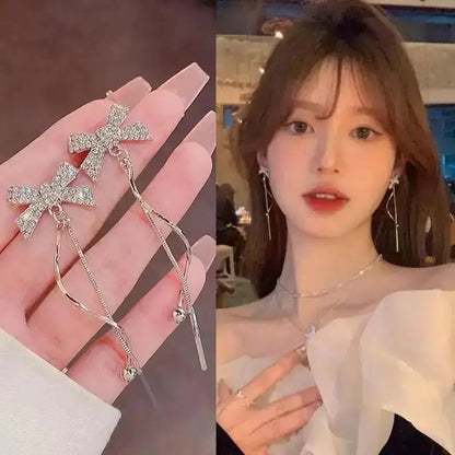 925 Silver Needle Korean Fashion Tassel Pearl Earrings For Women Jewelry 2025 Trending New Vintage Women's Pearl Drop Earrings