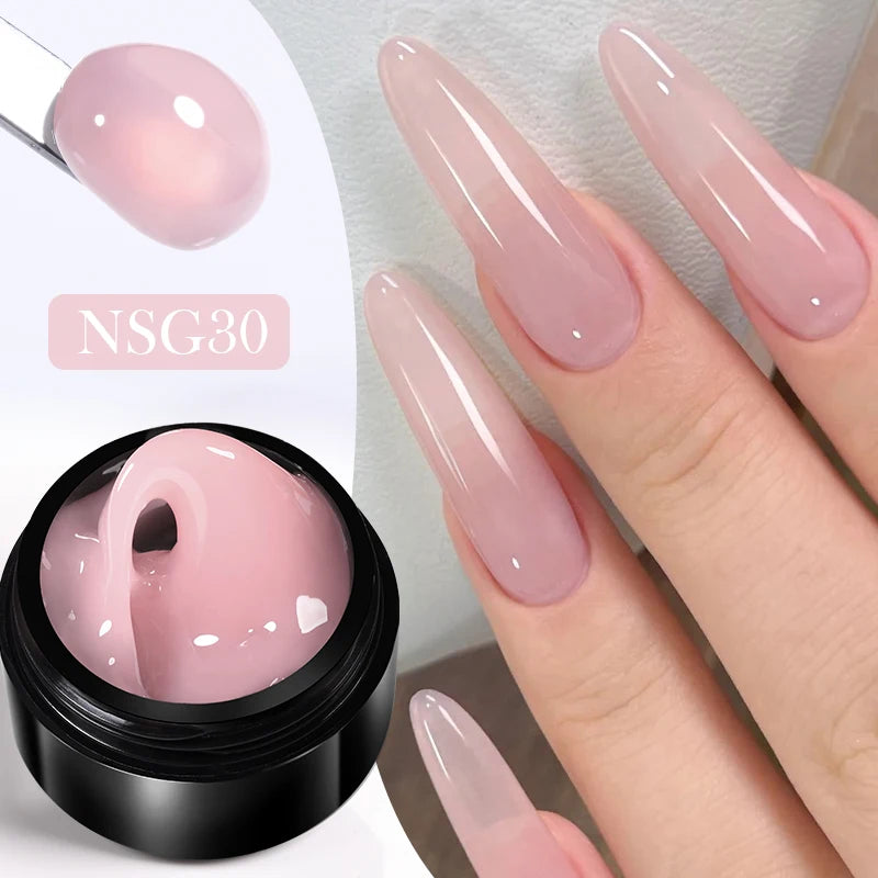 BORN PRETTY 15ml クリア ノンスティック ハンドエクステンション ジェルネイルポリッシュ 3Dシェーピングネイルアート用 固形ミルキーゼリーハードジェル フェイクネイル用