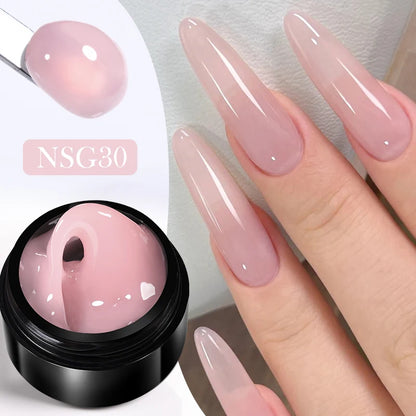 BORN PRETTY 15ml クリア ノンスティック ハンドエクステンション ジェルネイルポリッシュ 3Dシェーピングネイルアート用 固形ミルキーゼリーハードジェル フェイクネイル用