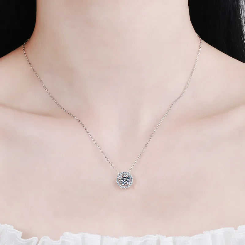 Smyoue 0.3-2CT 100% D Color Moissanite Necklace for Women Sparkling Lab Diamond Pendant 925 Sterling Silver Wedding Jewelry GRA