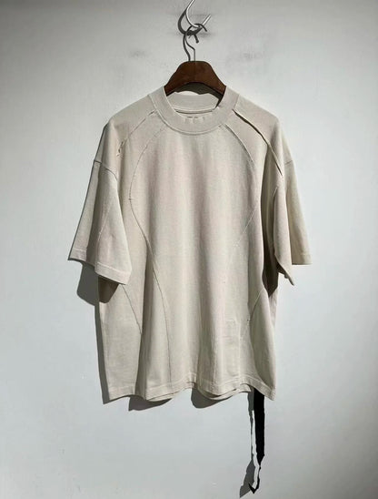 RO deconstruction splicing cut solid color short sleeved T-shirt Men Women High Quality Short Sleeve T Shirt Top Tees